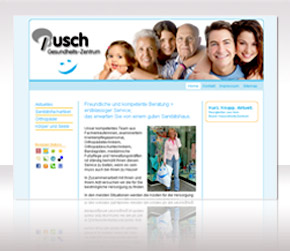 Website des Busch Gesundheitszentrums mit mehreren Filialen in Köln
