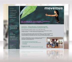 Website der Physiotherapie-Praxis movemus Marek Domin in Köln – Porz