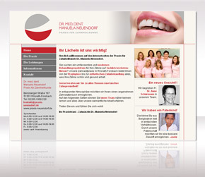 Website der Zahnarztpraxis Dr. med. dent. Manuela Neuendorf in Rösrath – Forsbach
