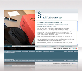 Website der Anwaltskanzlei Hübner in Köln