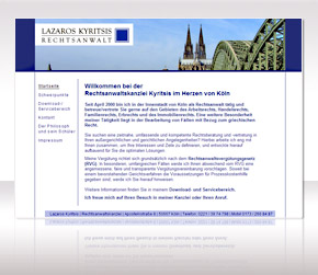 Website der Rechtsanwaltskanzlei Lazaros Kyritsis in Köln
